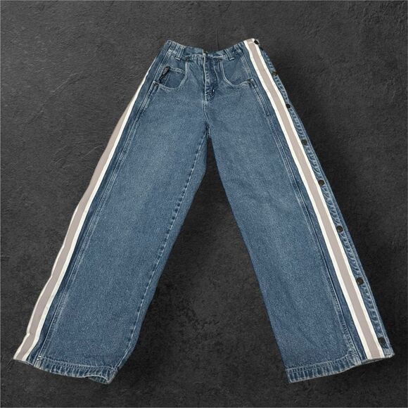 VTG Macgear Women’s Baggy Skater Jeans Tear away Stripe Rave Kikwear 90’s Y2K - Picture 1 of 7